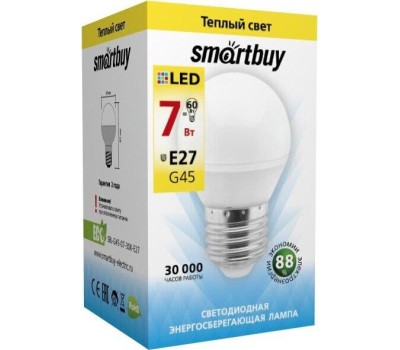 Светодиодная лампа SMARTBUY (SBL-G45-07-30K-E27) 7W/3000/E27