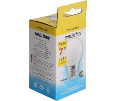 Светодиодная лампа SMARTBUY (SBL-G45-07-30K-E27) 7W/3000/E27