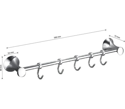 Аксессуары для ванной комнаты и туалета MAGNUS 85206 Вешалка с 5-ю крючками прямая