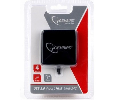 USB хаб GEMBIRD (UHB-242) концентратор USB 2.0 4 порта черный