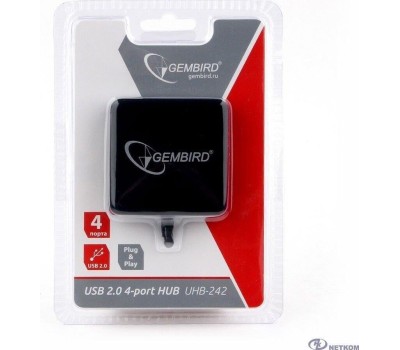 USB хаб GEMBIRD (UHB-242) концентратор USB 2.0 4 порта черный