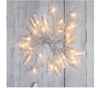 Гирлянда NEON-NIGHT (303-032) ГИРЛЯНДА ПРИЩЕПКИ 30 LED, 5 М, ТЕПЛЫЙ БЕЛЫЙ