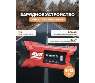 Зарядное устройство AVS BT-2S для автомобильного аккумулятора (2A, 25W) 6/12V (A07313S)