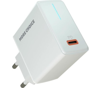 СЗУ MORE CHOICE (4610196408632) NC60 1USB-C 3.0A PD 20W быстрая зарядка White