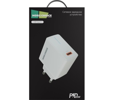 СЗУ MORE CHOICE (4610196408632) NC60 1USB-C 3.0A PD 20W быстрая зарядка White