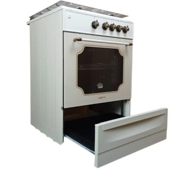 Газовая плита VESTA Bergamo VGG 10-G Retro ГК духовки (чуг решётки) с VD бежевый