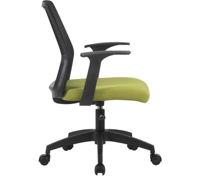 Кресло компьютерное CACTUS Кресло CS-MC222-BKGN, сетка/ткань, до 100кг, фиксированные подлокотники, салатовый