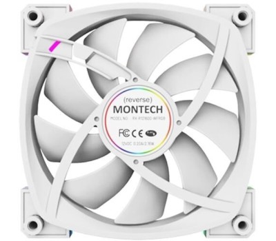 MONTECH Вентилятор RX120 Reverse, 120мм, 4-pin, 1600об/мин, 27 дБ, ARGB, белый, Ret [rx120 pwm white]