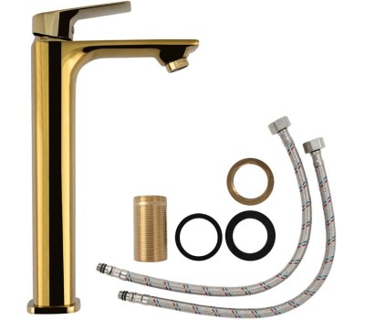 МАГНУС - Смеситель на раковину ВЫСОКИЙ, литой корпус, цвет золото 8407