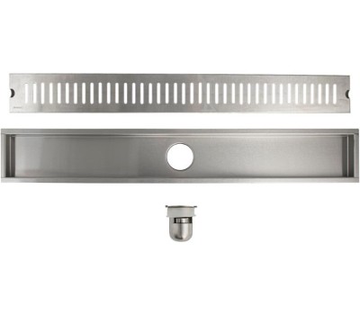 САНАКС - Трап линейный 700 х 100 мм, вертикальный выпуск с гидрозатвором, с верхним бортиком, из нержавеющей стали марки SUS 304, цвет САТИН. 00052