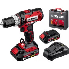 Дрель аккумуляторная ЗУБР ДШЛ-145-22 14.4В, 2аккум., кейс