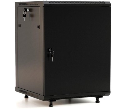 HYPERLINE Шкаф коммутационный (TWB-FC-2266-SR-RAL9004) настенный 22U 600x600мм пер.дв.стал.лист 60кг черный 1098мм IP20 сталь