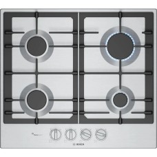 Варочная панель газовая BOSCH Газовая варочная панель PCP6A5I90M, 4 конфорки, нержавеющая сталь, серый