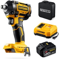 STEHER 20 В, 500 Н·м, 1 АКБ LMS (4 А·ч), бесщеточный ударный гайковерт, сумка (CWB-500-41)