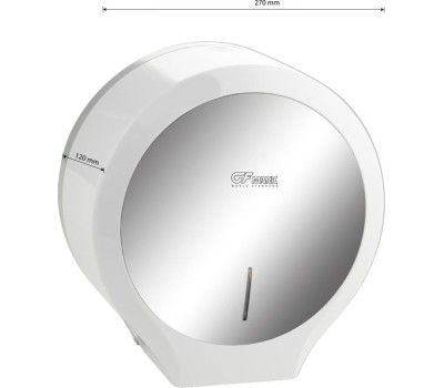 Аксессуары для ванной комнаты и туалета GFMARK 918 Диспенсер для туалетной бумаги-барабан ПРЕМИУМ, пластиковый, БЕЛЫЙ с ЗЕРКАЛОМ, с ключем