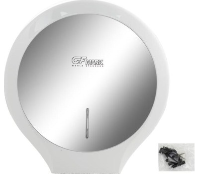 Аксессуары для ванной комнаты и туалета GFMARK 918 Диспенсер для туалетной бумаги-барабан ПРЕМИУМ, пластиковый, БЕЛЫЙ с ЗЕРКАЛОМ, с ключем