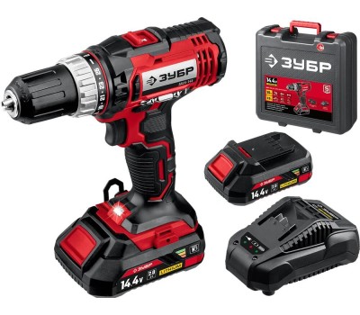 Дрель аккумуляторная ЗУБР ДШЛ-145-22 14.4В, 2аккум., кейс