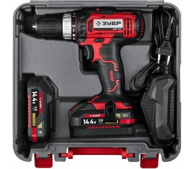Дрель аккумуляторная ЗУБР ДШЛ-145-22 14.4В, 2аккум., кейс
