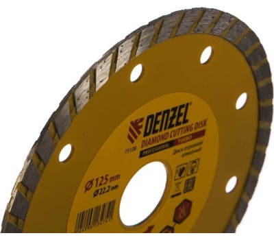 Отрезной алмазный диск DENZEL Диск алмазный, отрезной Turbo, 125 х 22.2 мм, сухая резка Denzel 73108