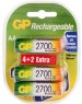 GP AA Аккумуляторная батарейка 2700AAHC4/2, 6 шт. 2700мAч