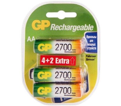 GP AA Аккумуляторная батарейка 2700AAHC4/2, 6 шт. 2700мAч