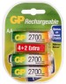 GP AA Аккумуляторная батарейка 2700AAHC4/2, 6 шт. 2700мAч