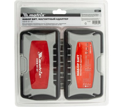 Набор бит MATRIX Набор бит, магнитный адаптер, CrV, пластиковый кейс, 64 шт. 11327