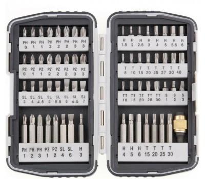 Набор бит MATRIX Набор бит, магнитный адаптер, CrV, пластиковый кейс, 64 шт. 11327
