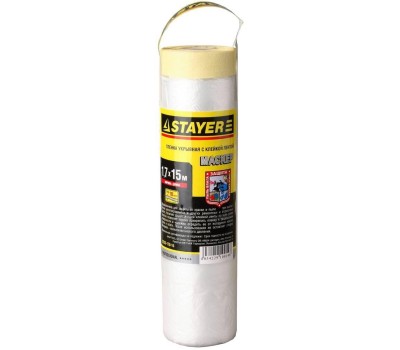 STAYER 1.7 х 15 м, 9 мкм ПВД, защитная пленка-маскер с клейкой лентой (12255-170-15)