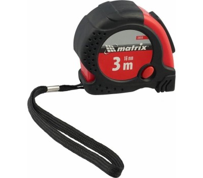 Рулетка MATRIX Рулетка Status Magnet fixation,3 м х 16 мм,обрезиненный корпус,зацеп с магнитом 31019