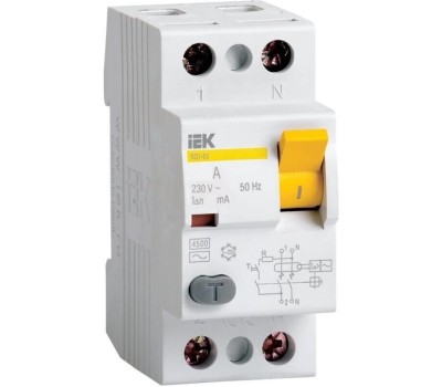 IEK Выключатель дифф. тока (УЗО) ВД1-63 (MDV10-2-032-030) 32A 2П 230В 2 модуля белый (упак.:1шт)