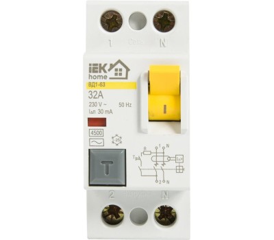 IEK Выключатель дифф. тока (УЗО) ВД1-63 (MDV10-2-032-030) 32A 2П 230В 2 модуля белый (упак.:1шт)