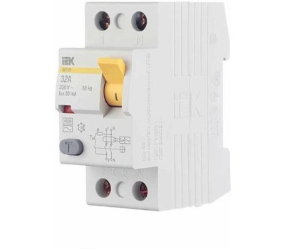 IEK Выключатель дифф. тока (УЗО) ВД1-63 (MDV10-2-032-030) 32A 2П 230В 2 модуля белый (упак.:1шт)