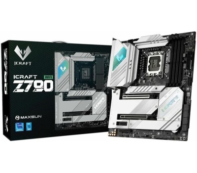 Материнская плата MAXSUN MS-iCraft Z790 WIFI V1/V2 (Socket 1700, ATX, 4xDDR5, HDMI/DP, 4*SATA3, 4*M.2, 1xPCI-E 16x/2*PCIEx4/1*PCIEx1, 4*USB 2.0, 4*USB 3.2 Gen1, 1*TypeC, LAN 2*2.5G, Bluetooth, Wi-Fi 802.11ax, RTL)