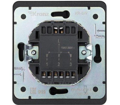 KRANZ Выключатель ROUND 3 кл 10А с/у оникс