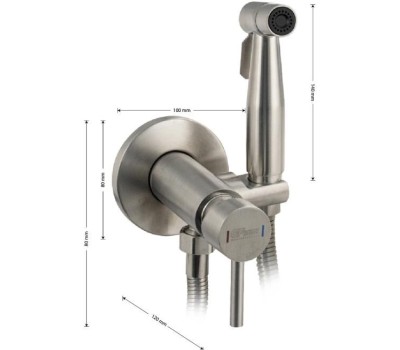 GFmark - Смеситель с гигиеническим душем, встраеваемый , из нержавеющей стали , круглый корпус , цвет САТИН . 2072