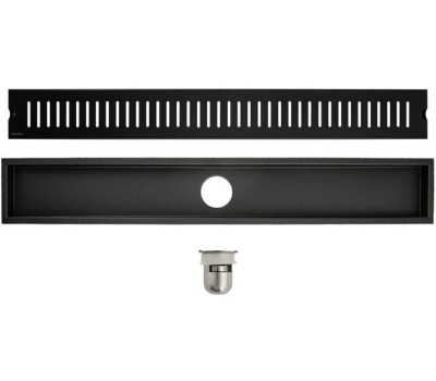 САНАКС - Трап линейный 700 х 100 мм, вертикальный выпуск с гидрозатвором, с верхним бортиком, из нержавеющей стали марки SUS 304, цвет ЧЁРНЫЙ. 00052-B