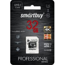 Карта памяти SMARTBUY (SB32GBSDCL10U3-01) MicroSDHC 32GB Class10 PRO (U3) + адаптер