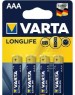 Элементы питания VARTA (04103101414) BL4 LR03 LONGLIFE ALKALINE (4103) (4103113414)