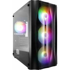 Корпус для ПК 1STPLAYER Корпус FIREBASE X3-M Black / mATX, TG 4x120mm LED fans inc. X3-M-BK-4F1