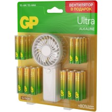 GP Батарея Ultra 15AU/24AU/FANWETA21-2CRSBC24 AA/AAA (промо:Вентилятор в подарок) (24шт) блистер