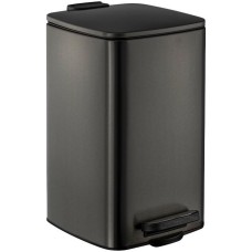 Аксессуары для ванной комнаты САНАКС 10858 Ведро из нержавеющей стали, с педалью, квадратное, 8 литров, крышка микролифт, цвет ГРАФИТ