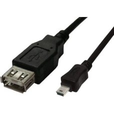 BURO Кабель OTG USB A(f) (прямой) - mini USB B (m) (прямой), 0.2м, черный [otg_mini]