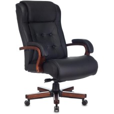 Кресло компьютерное БЮРОКРАТ Кресло руководителя T-9926WALNUT, на колесиках, кожа, черный [t-9926walnut/black]