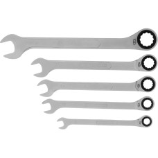 GROSS Набор ключей комбинированных трещоточных, количество зубьев 100, СRV, 5 шт, 8- 17 мм 14858