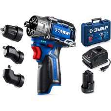 ЗУБР КОМБИ #2, 12 В, 45 Н·м, 1 АКБ тип Т7 (2 А·ч), модульная дрель-шуруповерт, BRUSHLESS, кейс, Профессионал (DB-125-21)