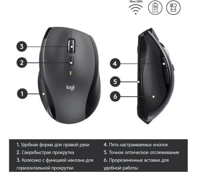 Мышь беспроводная LOGITECH WIRELESS M705 USB, черная (910-001949)
