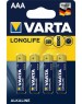 Элементы питания VARTA (04103101414) BL4 LR03 LONGLIFE ALKALINE (4103) (4103113414)