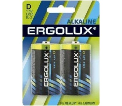 Элементы питания ERGOLUX (11752) LR20 Alkaline BL-2