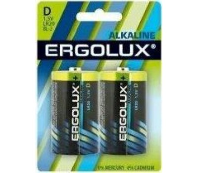 Элементы питания ERGOLUX (11752) LR20 Alkaline BL-2